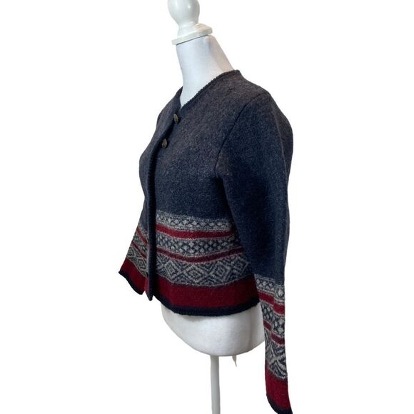 Vintage Tally-Ho Wool Button Front Grey and Burgundy Cardigan‎ Size Medium - Picture 4 of 9